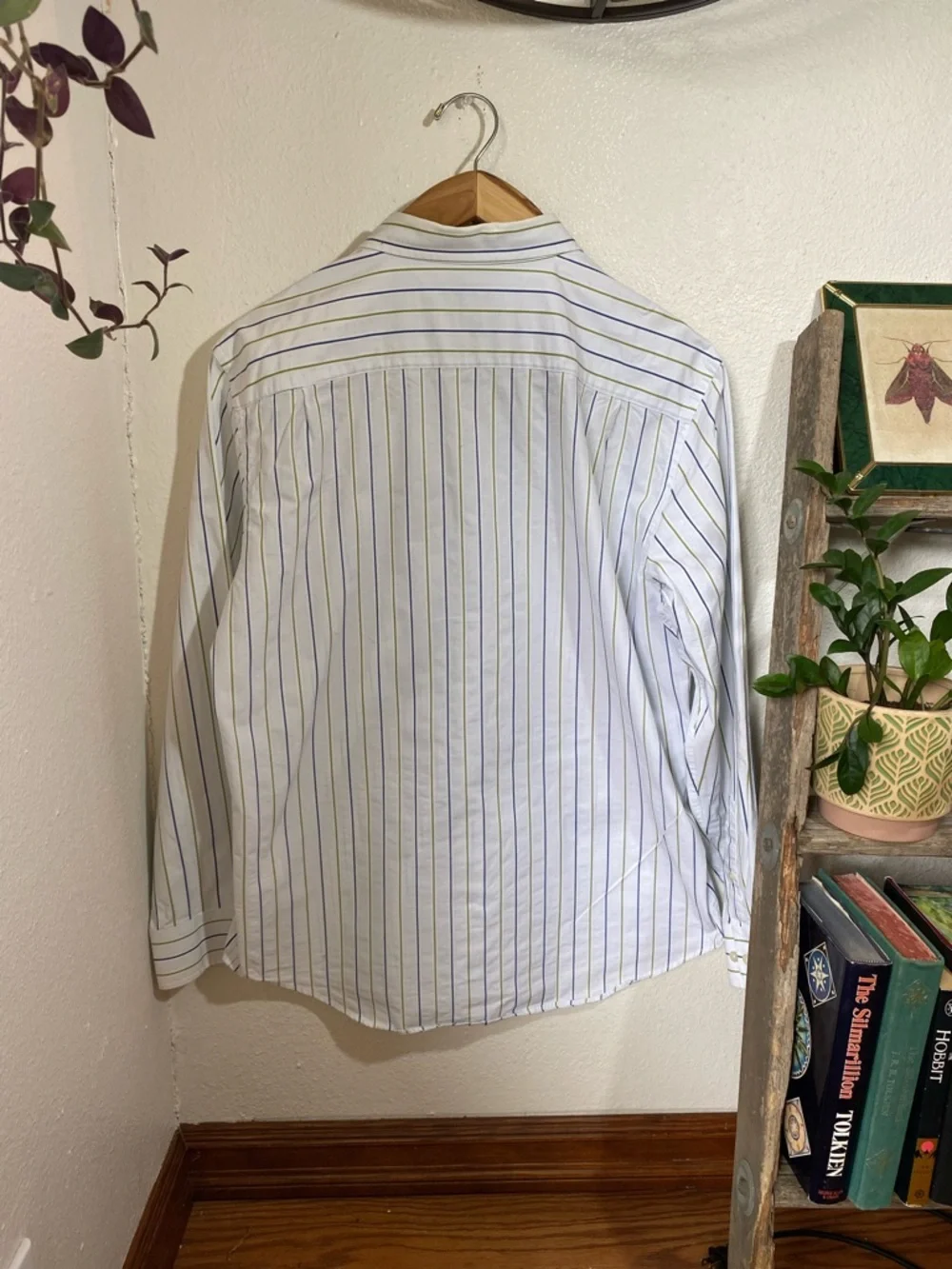 Banana Republic Men’s Vertical Multistripe Cotton Dress Shirt Size Large